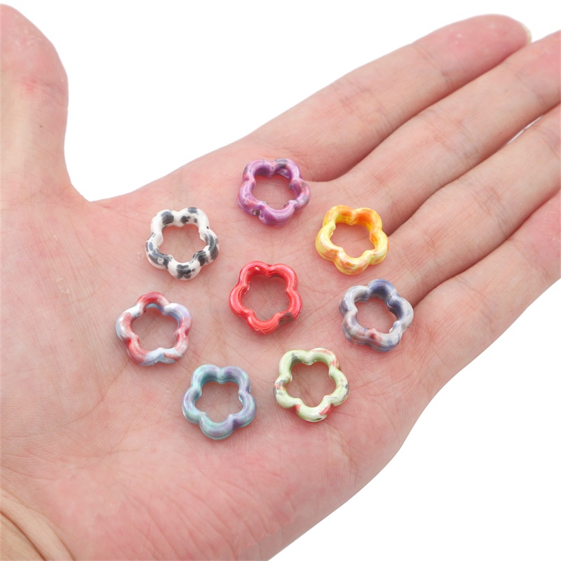 4 Hạt gốm hình hoa 16mm dùng làm trang sức vòng cổ/ vòng tay thủ công