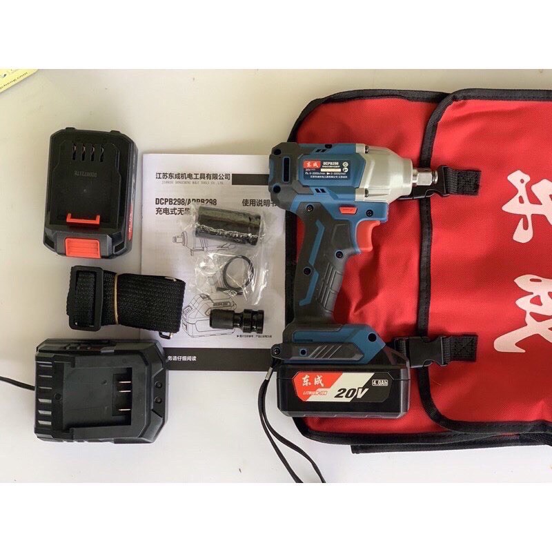 Máy siết bu lông DONGCHENG- 298 -20V CHính hãng  hàng không chổi than tặng đầu chuyển vít