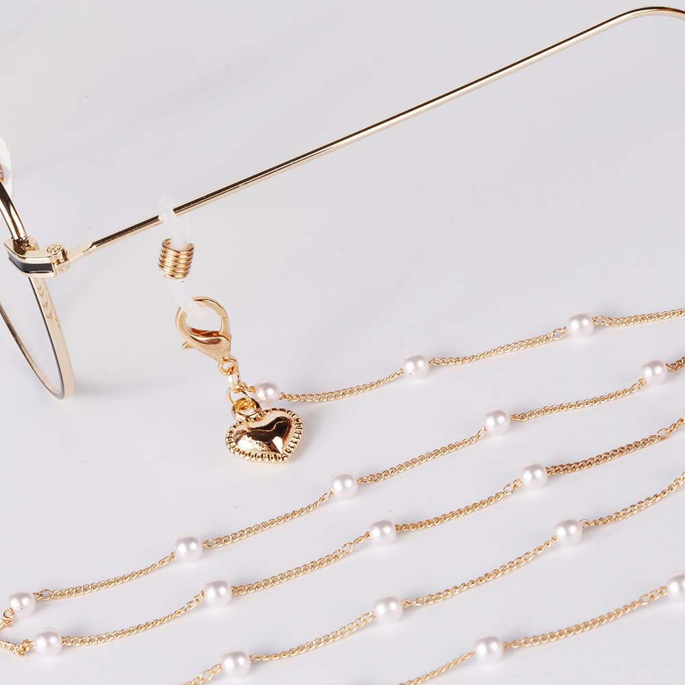Dây chuyền / dây đeo kính / khẩu trang chống thất lạc bảo vệ khuôn mặt thiết kế chuỗi đính ngọc trai thời trang Unisex