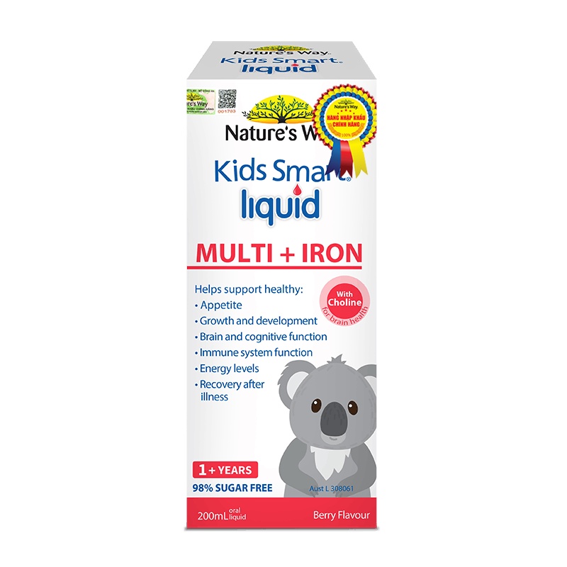 Combo 2 Siro Uống Nature's Way Kids Smart Liquid Zinc Và Liquid Multi+Iron Hỗ Trợ Nâng Cao Sức Đề Kháng Cho Trẻ 200m/lọ