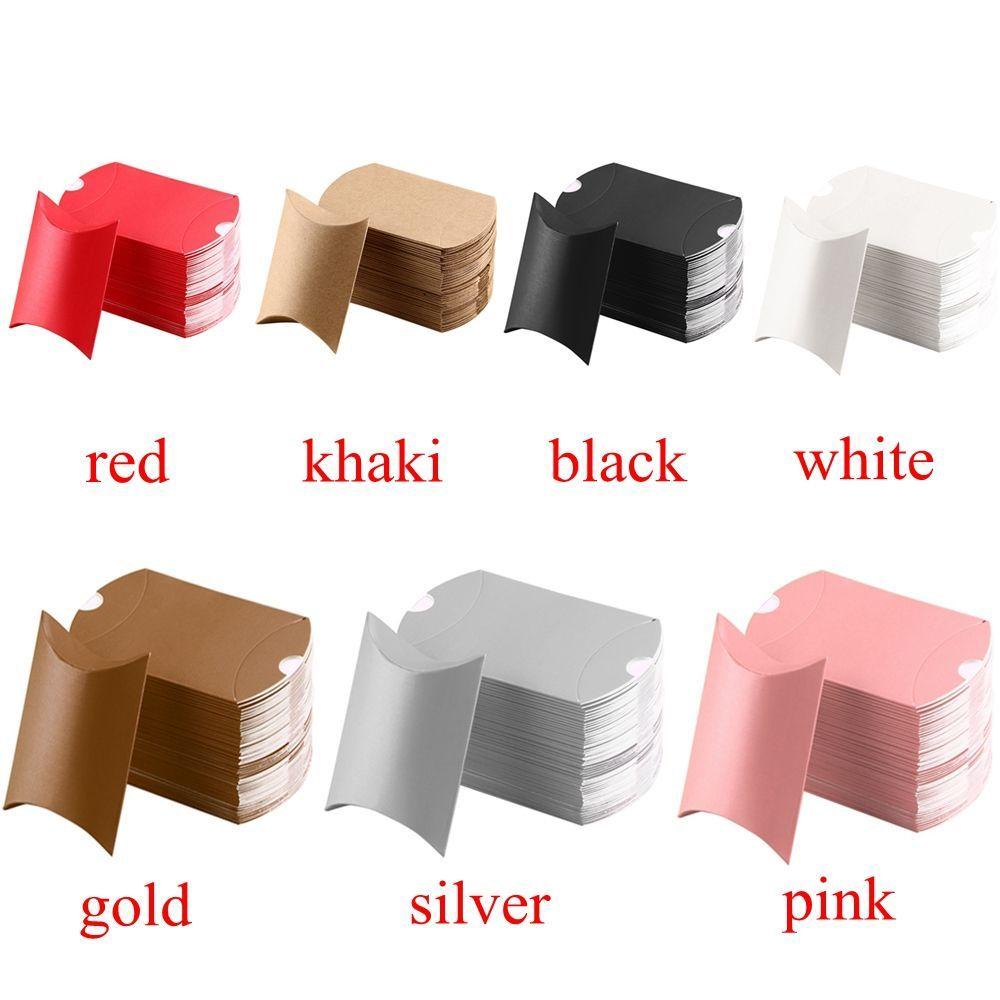 Set 10 / 50 Hộp Giấy Đựng Kẹo Hình Gối Dễ Thương Trang Trí Tiệc Cưới / Giáng Sinh
