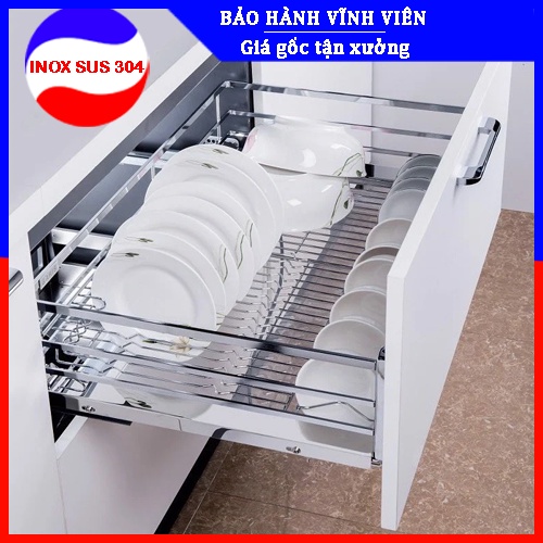 Giá Bát Đĩa Đa Năng Tủ Bếp Dưới Cao Cấp Ray Âm Giảm Chấn INOX 304 - Bảo Hành Vĩnh Viễn (Có Thợ Lắp