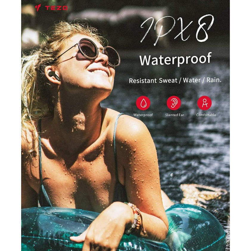 Tai nghe bluetooth Tezo Moment, bluetooth 5.0, kháng nước ipx8 phù hợp gym và du lịch