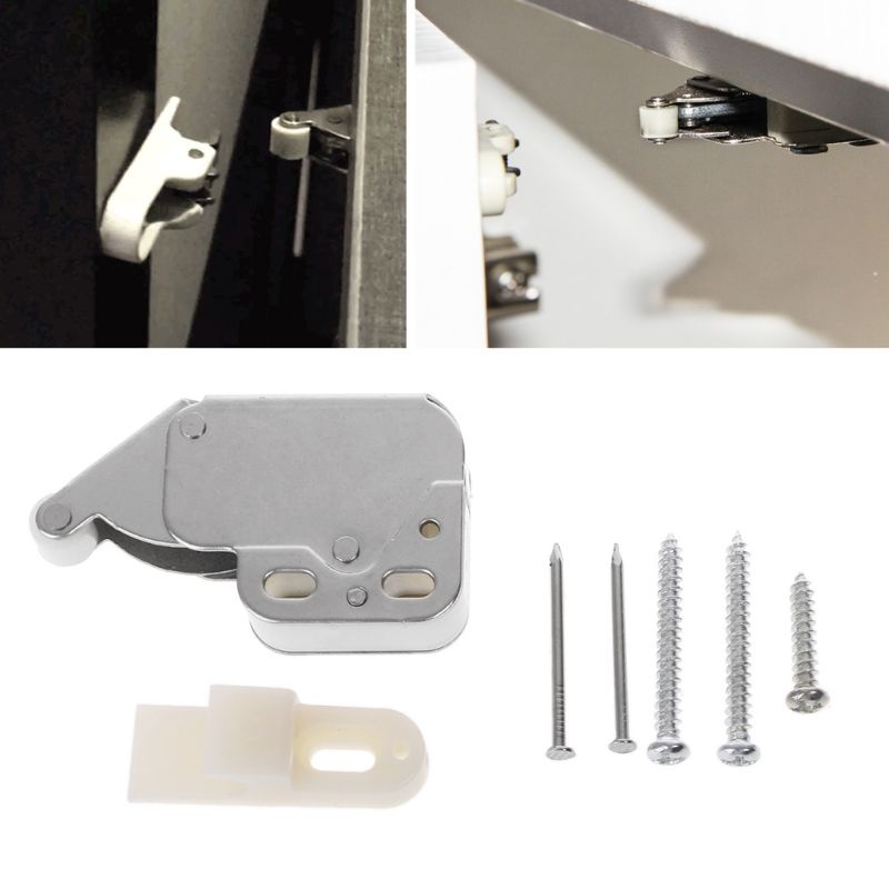 Chốt khóa cửa tủ mini dạng nhấn chống trộm kèm chìa khóa