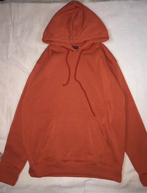 Áo Hoodie Basic Tay Dài Túi Bụng Màu Cam Gạch (Video+Ảnh Thật)