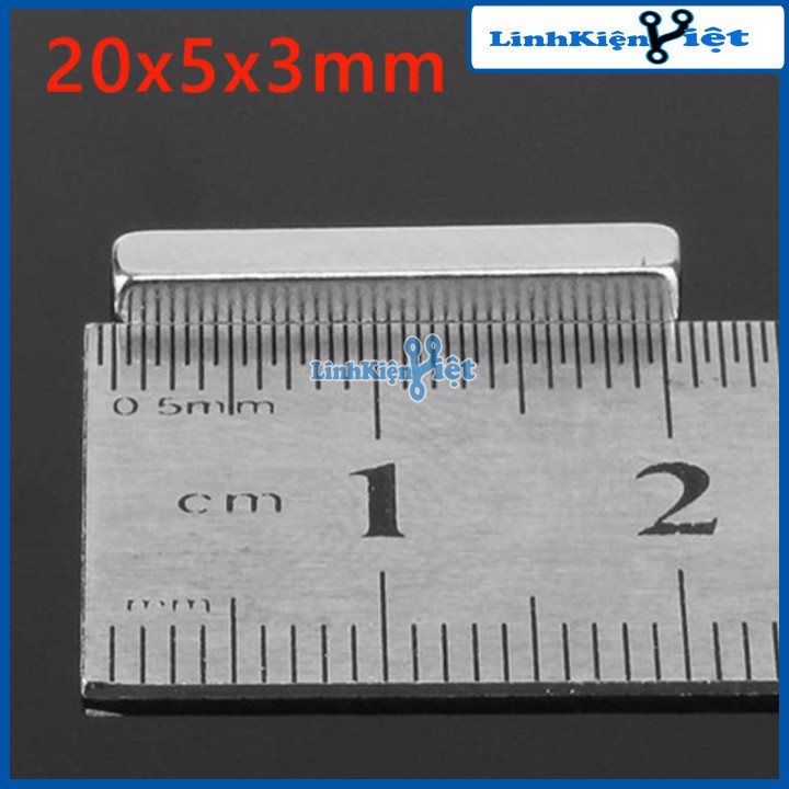 Nam Châm Đất Hiếm Chữ Nhật 20x5x3(mm)