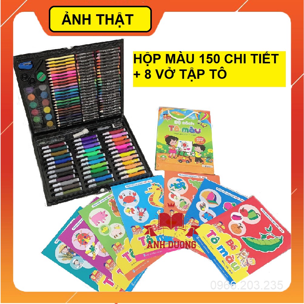 Combo Tô Màu 150 Chi Tiết + 8 Vở Tập Tô Sáng Tạo Cho Bé