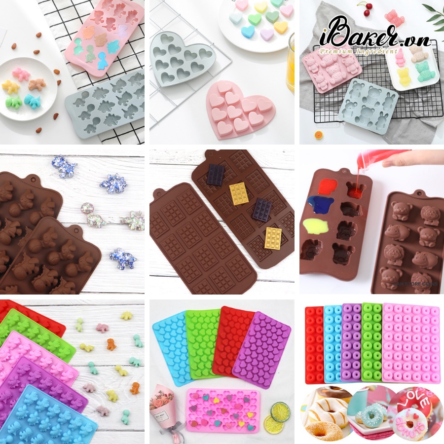 [ĐA DẠNG MẪU MÃ] Khuôn Silicon tạo hình 3D làm Socola/ Thạch Rau Câu/ Kẹo Dẻo/ Pudding