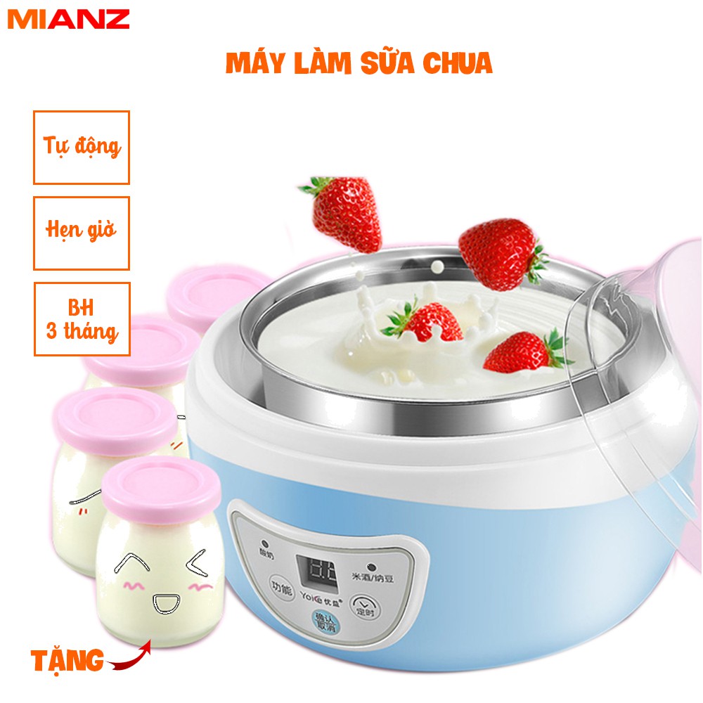 Máy làm sữa chua mini, Máy làm sữa chua tự động – Tặng 4 làm hũ sữa chua - Làm được nếp cẩm– BH 3 tháng- MIANZ STOR