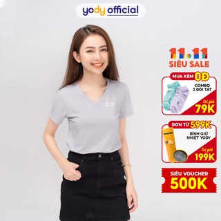 Áo thun nữ Yody cổ tim tay ngắn chất mềm mịn PPN4138