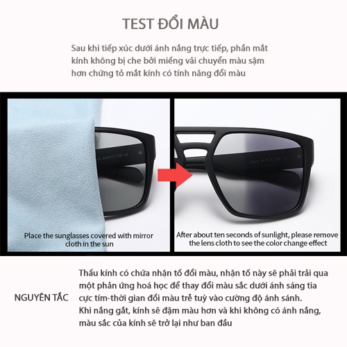 Kính Mát Gọng Vuông Nam Thời Trang AORON Tròng Phân Cực Polaried Dáng Thể Thao AK048