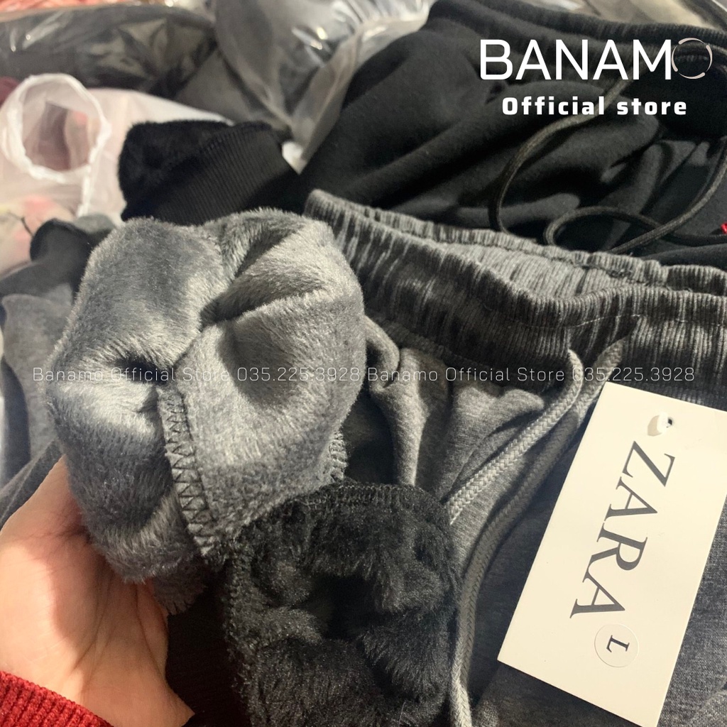 Quần jogger nam lót lông siêu ấm quần nỉ nam bo gấu cạp chun dây rút siêu ấm thời trang Banamo Fashion 292