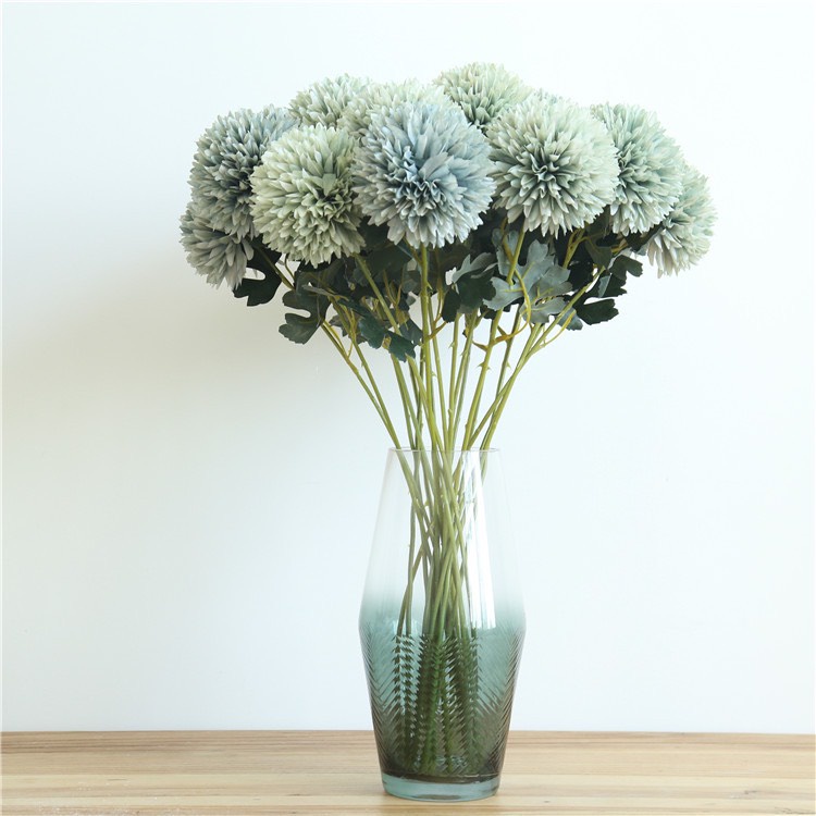 Hoa Bồ Công Anh Vải Lụa SIZE TO cành dài 56 cm cành CÓ LÁ - Hoa Gỉa Cao Cấp, bông cúc ping pong