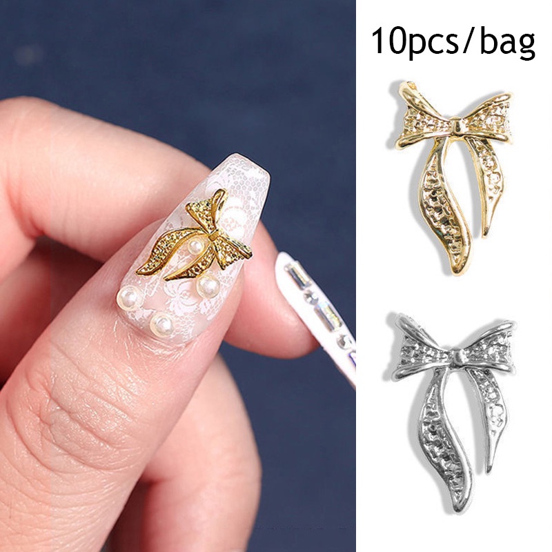 Bộ 10 HạT ĐíNh Trang Trí MóNg HìNh Nơ 3D