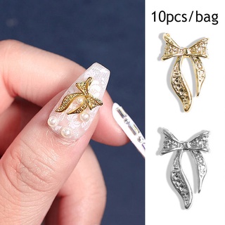 Bộ 10 hạt đính trang trí móng hình nơ 3d