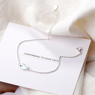 Lắc tay bạc cá heo xanh ( có ảnh thật )