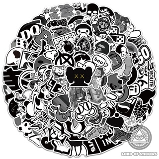 Set 101 hình dán graffiti brand logo sticker thương hiệu đen trắng chống - ảnh sản phẩm 2