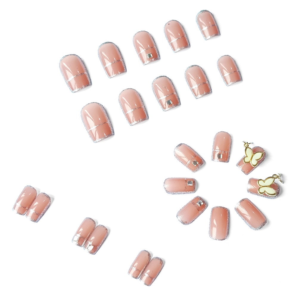 2585  bộ móng tay giả set móng giả trong suốt móng tay giả đính nơ móng tay giả dài vuông set 24 móng tay giả  móng giả thiết kế  móng giả thiết kế