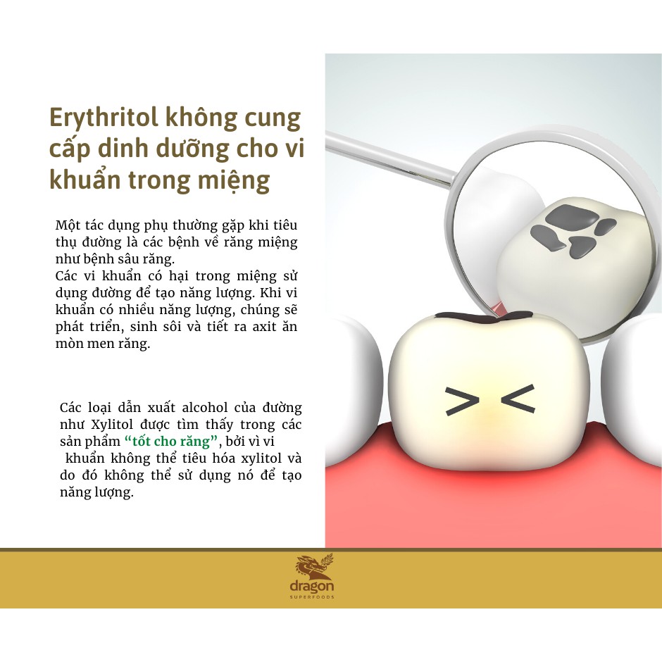 Đường ăn kiêng Erythritol hữu cơ Dragon superfoods 250g