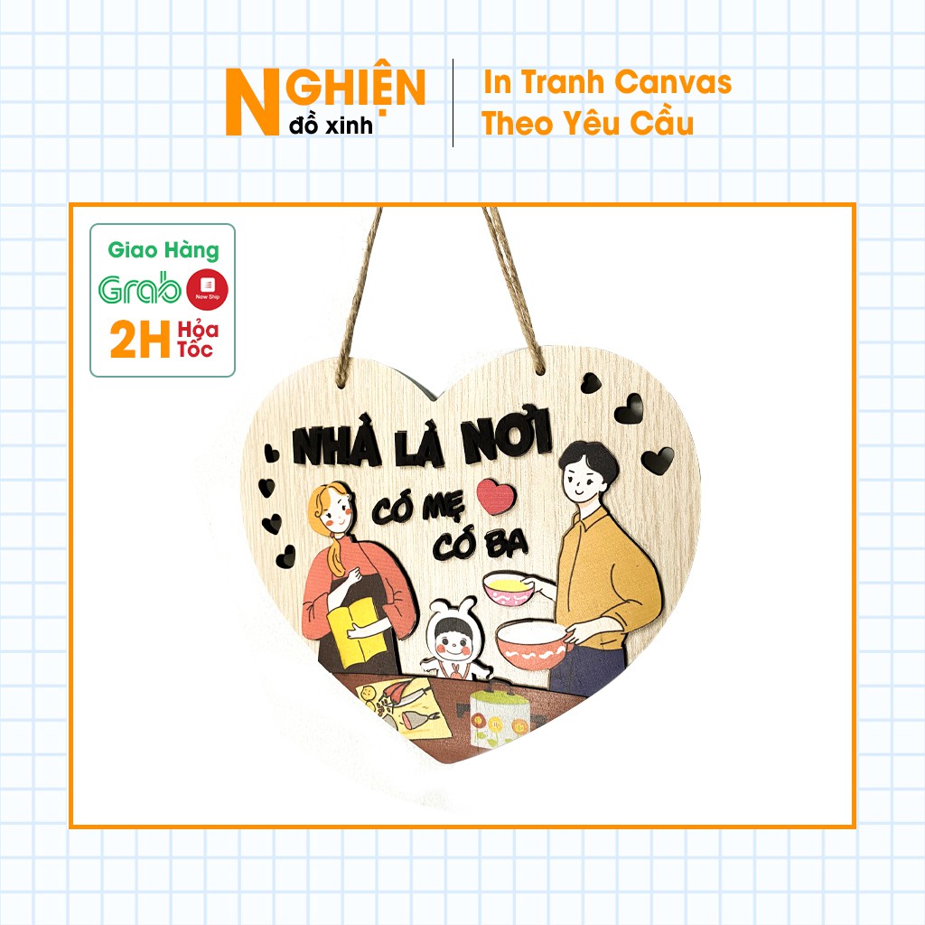 Bảng Gỗ Nhà Là Nơi Có Mẹ Có Ba Dễ Thương, Trang Trí Phòng Cho Bé | BigBuy360 - bigbuy360.vn