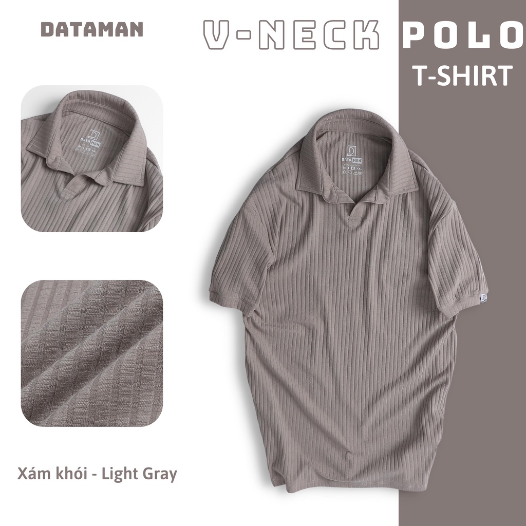 Áo cotton POLO nam DATAMAN, cổ chữ V trẻ trung, chất liệu cotton đũa co giãn 4 chiều, thoáng mát - ATPL22-01