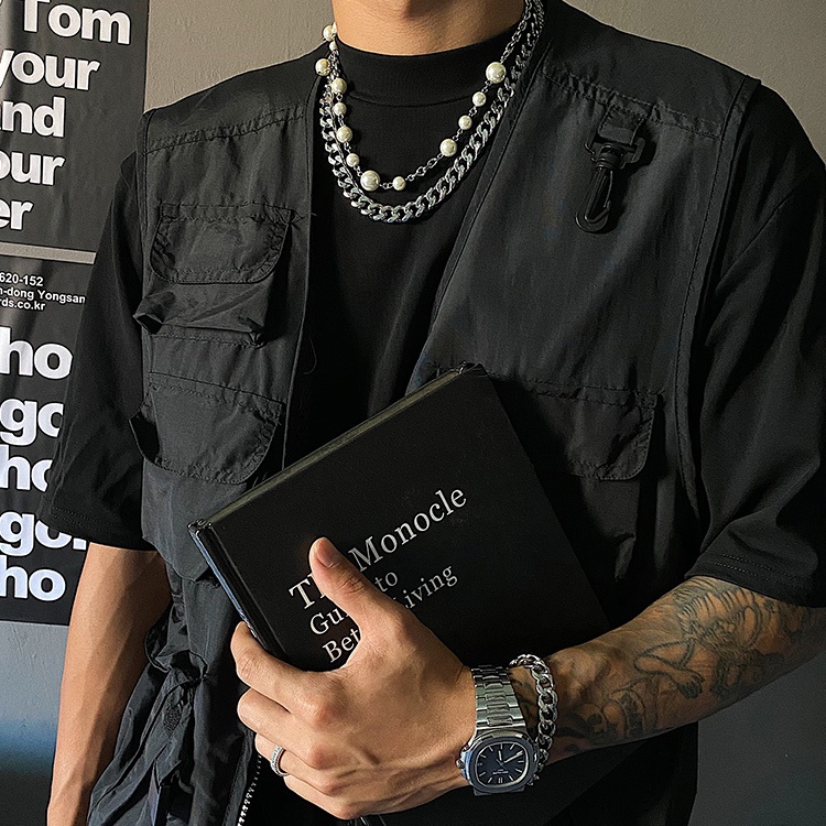 Vòng cổ titan unisex xích vát cạnh bản to 11mm không gỉ C08