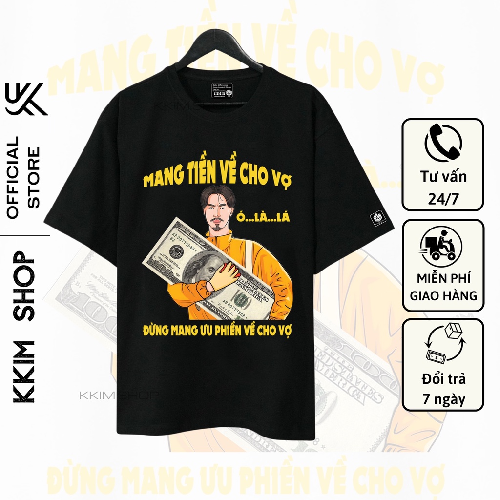 Áo Thun Tay Lỡ Đen Vâu, Form rộng oversize, áo phông unisex, chất liệu Cotton - KKIM Shop