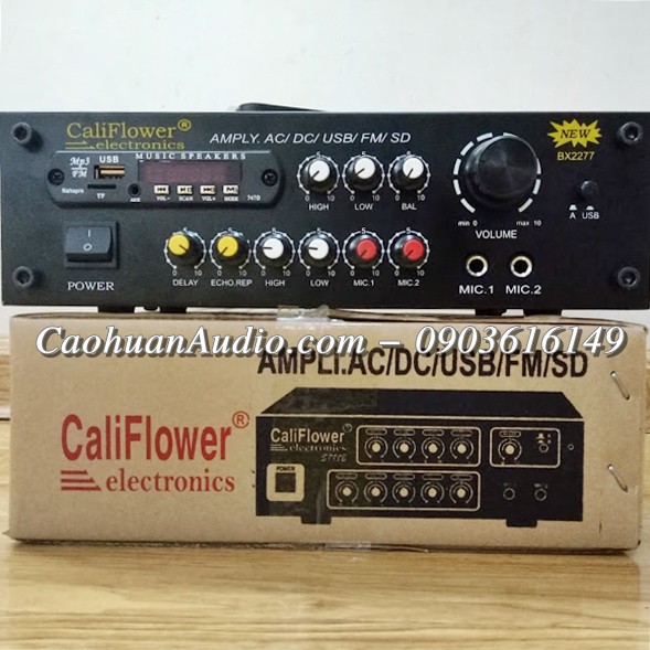 Amply mini AC / DC 12V bluetooth / USB / thẻ SD / Radio CALIFLOWER BX2277