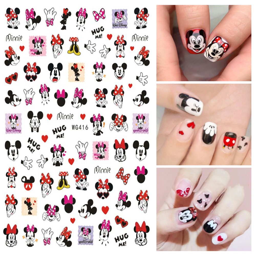 [Hàng mới về] Miếng Dán Trang Trí Móng Nghệ Thuật Họa Tiết Chuột Mickey Minnie Dễ Thương