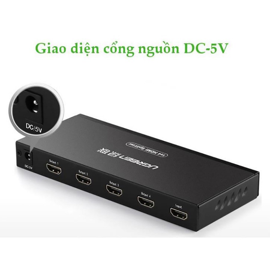 Bộ chia HDMI 1 ra 4 hỗ trợ phân giải FULL HD Ugreen 40202 - Hàng Chính Hãng