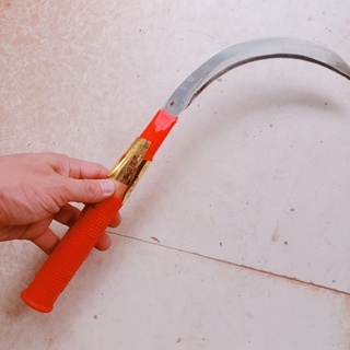 Liềm cắt cỏ gặt lúa, cành cây, hái dừa lưỡi thép cán dài chuôi bọc nhựa đỏ dài siêu sắc