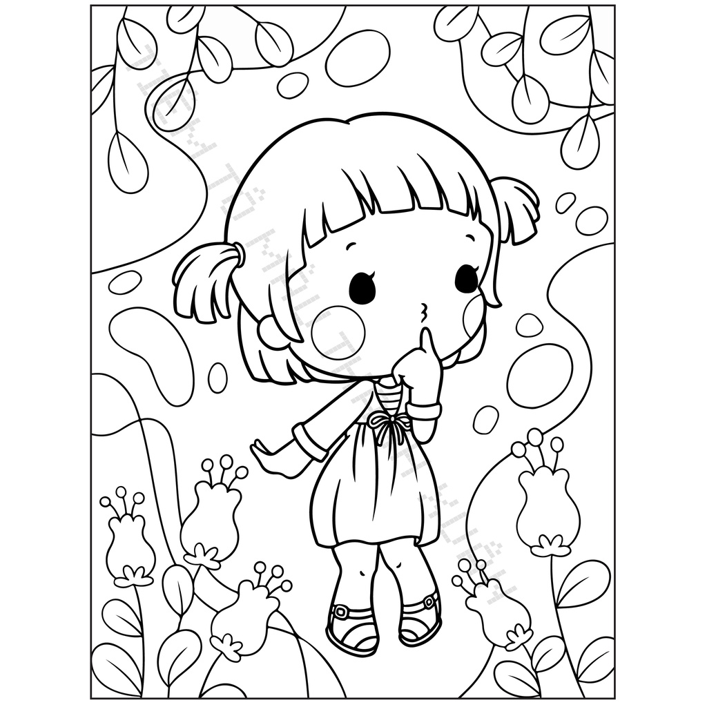 Set 20 Tờ Tranh Tô Màu Hình Bé Gái Đáng Yêu Tô Màu Sáp, Màu Chì - Tiệm Tô Màu Thanh Xuân