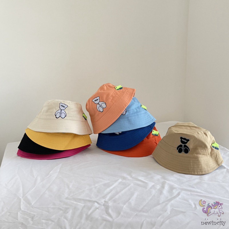 Mũ tai bèo chống nắng in hình gấu đáng yêu phong cách Hàn quốc cho bé