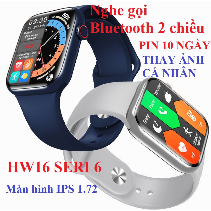 Đồng Hồ Thông Minh HW16 Seri 6 Màn Hình Tràn Viền Pin 10 Ngày
