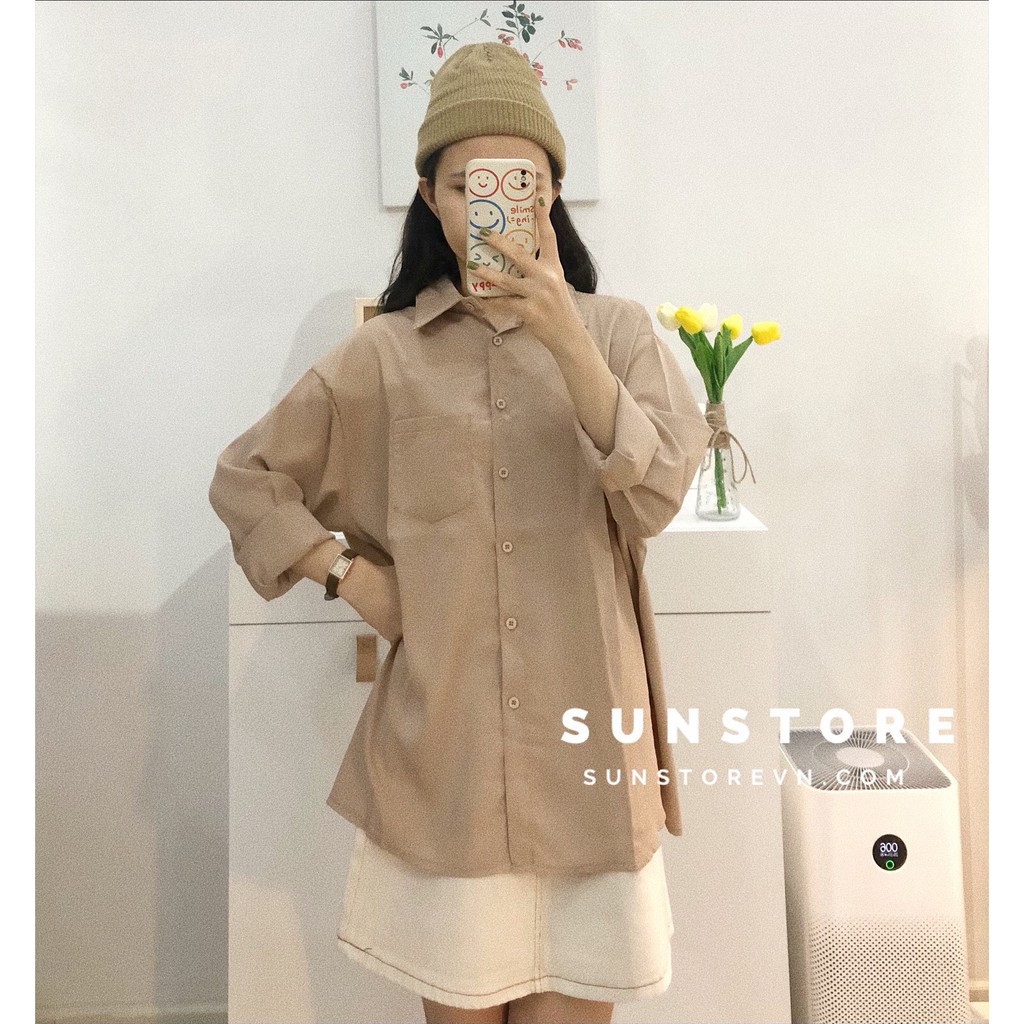Áo sơ mi nữ tay dài basic nhiều màu Ulzzang