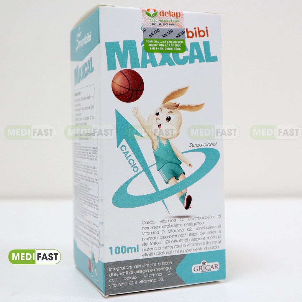 Vitamin D3 K2 và Canxi - Smartbibi Maxcal siro tăng chiều cao cho bé, giúp bé phát triển chiều cao vượt trội 100ml