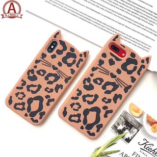 Ốp lưng silicone tai mèo da báo cho điện thoại iPhone 6P/6SP7/87P/8P X/XS XR XS MAX