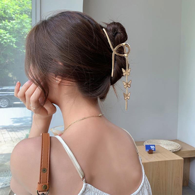 Kẹp Tóc Càng Cua Phối Tua Rua Trang Trí Hình Bướm Phong Cách Hàn Quốc