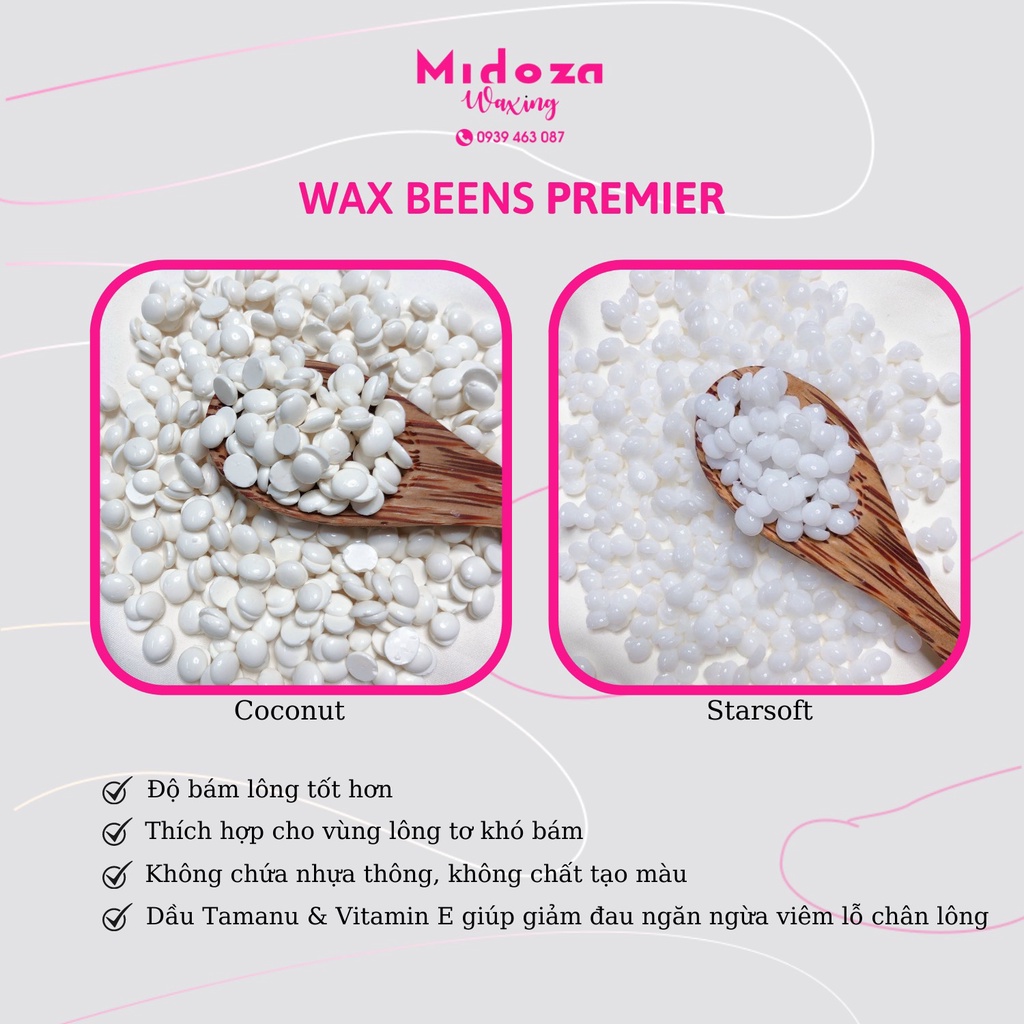 Sáp wax lông nóng sáp wax siêu bám lông hạt đậu premier hard wax beans ...