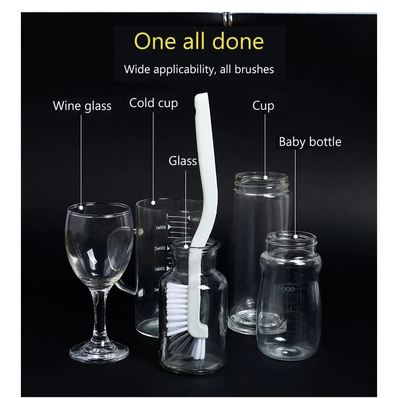 Bàn Chải Vệ Sinh Bình Thủy Tinh / Xe Hơi / Nhà Bếp Có Tay Cầm Uốn Cong Tiện Dụng