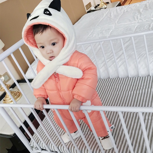 Bodysuit Phao lót Nhung Baby City - Hoạ tiết gấu trúc - Màu Cam sáng | BigBuy360 - bigbuy360.vn