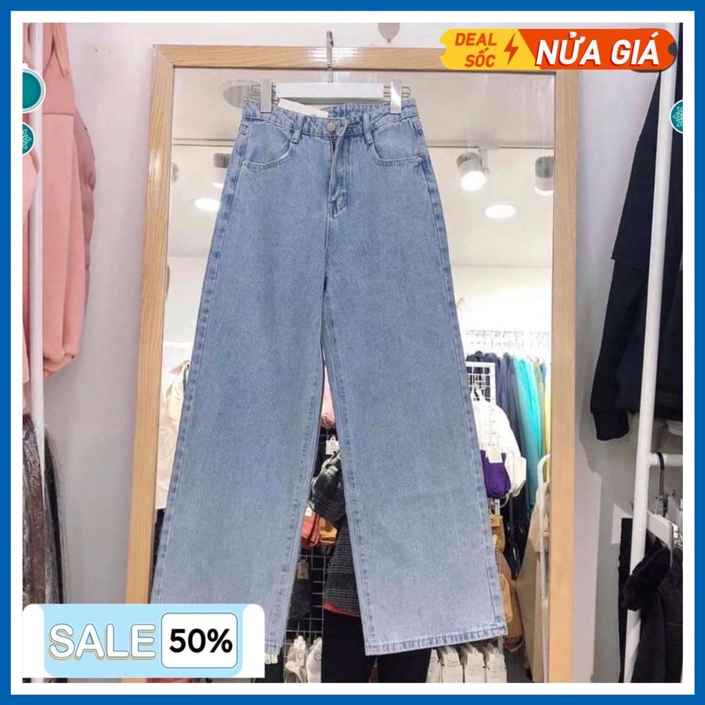 Quần jean nữ ống rộng quần bò nữ lưng cao ống suông đứng  phong cách Hàn Quốc Ullzang thời trang đường phố 4 mùa | BigBuy360 - bigbuy360.vn