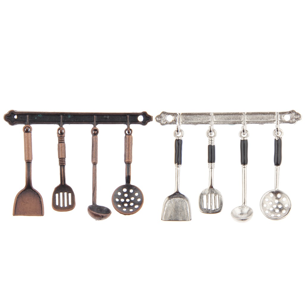 Bộ 5 Mô Hình Đồ Dùng Nhà Bếp Bằng Kim Loại Đồng Tỷ Lệ 1: 12 Độc Đáo Trang Trí Nhà Búp Bê