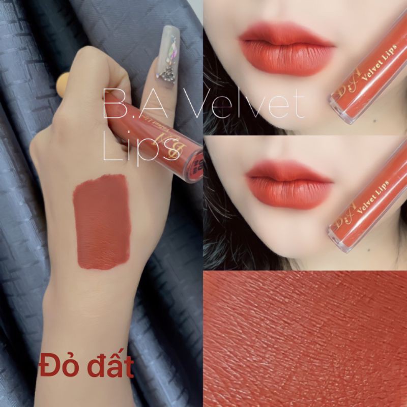 &lt;Đỏ đất&gt;Son B.A Beauty velvet lips tặng kèm dưỡng môi