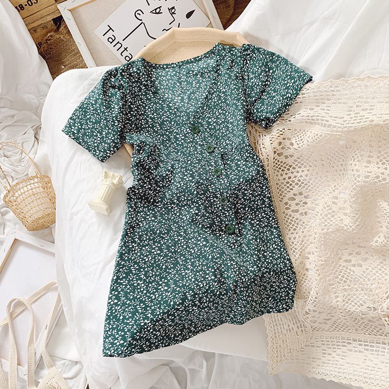 Đầm Công Chúa In Hoa Cho Bé Gái