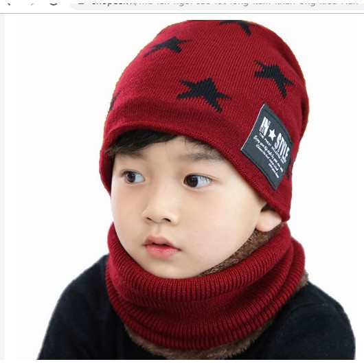 Mũ len kèm khăn lót lông cho bé hình ngôi sao cực đẹp cực đáng yêu ( gồm 2 mẫu )