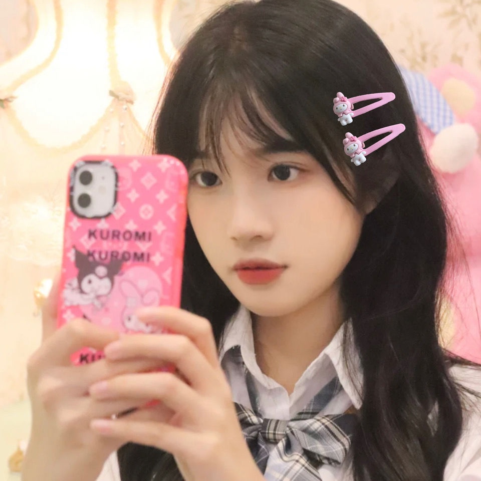SANRIO Kẹp Tóc Hình Hoạt Hình Kuromi Melody Đáng Yêu Cho Bé Gái