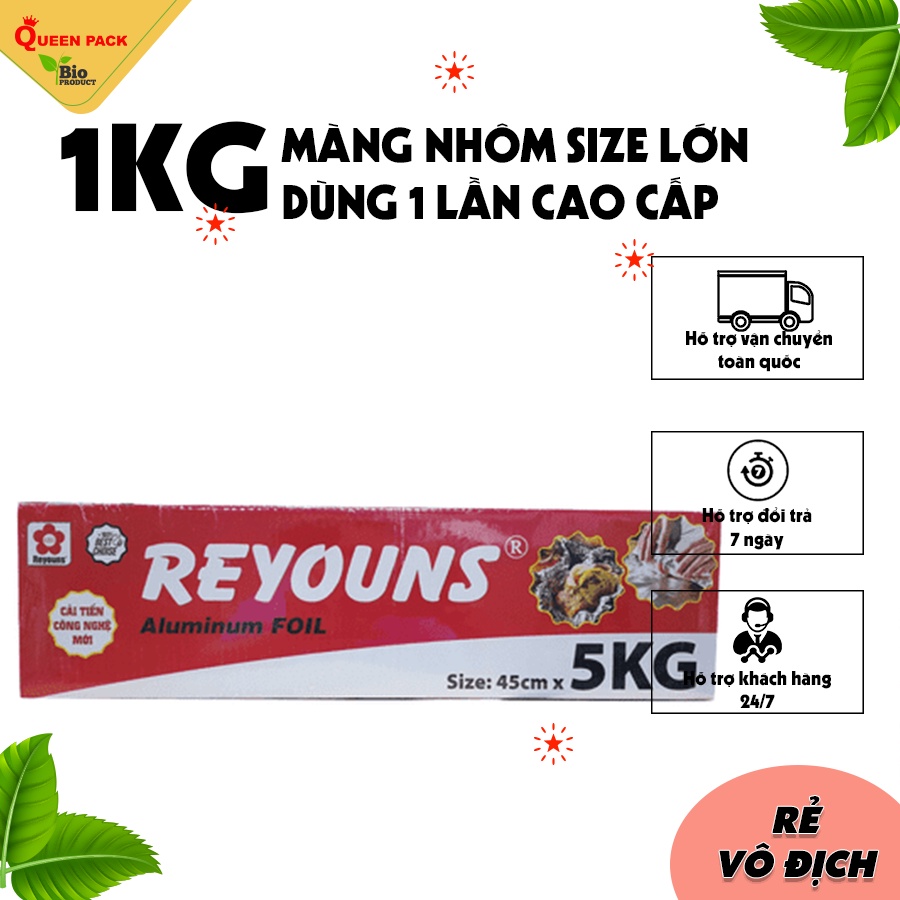 1 cuộn Giấy bạc nướng size1KG 3KG 5KG bọc thực phẩm LOẠI LÕI NHỎ Queen Pack giá xưởng