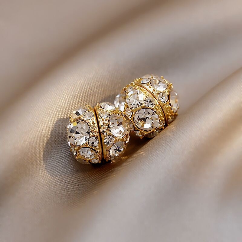 Set 2 khuyên tai đính đá pha lê không đau thời trang nữ