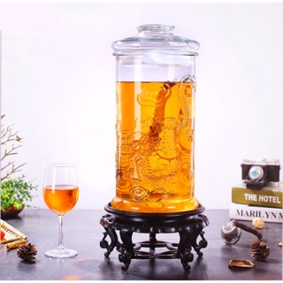 Bình Ngâm Rượu Thuỷ Tinh Trụ Rồng Không Vòi 6L/8L/10L/12L/15L/19L